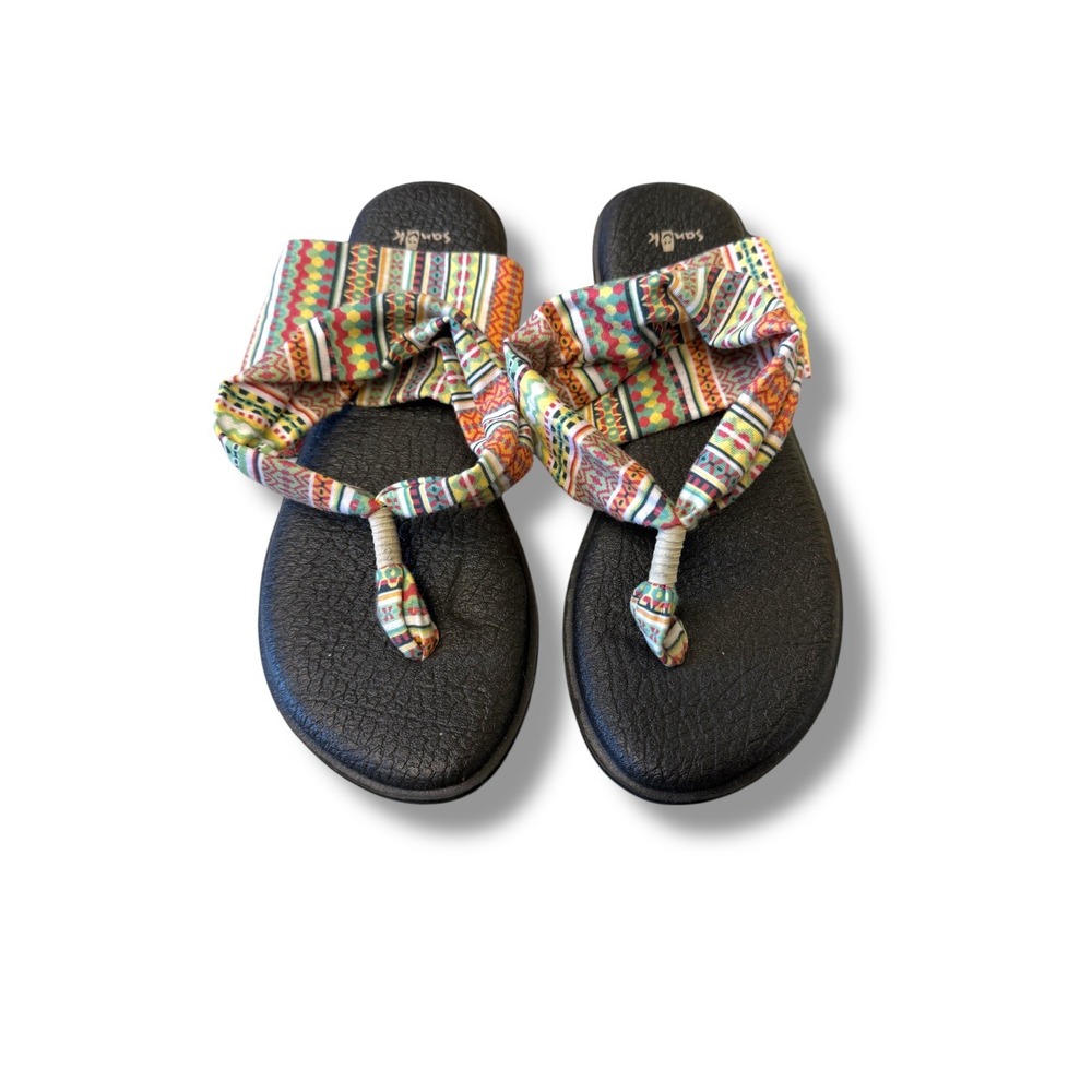 Sanuk Yoga Sling 2 Sandals Women's Size‎ 9 Black Multicolor Stretch Comfort